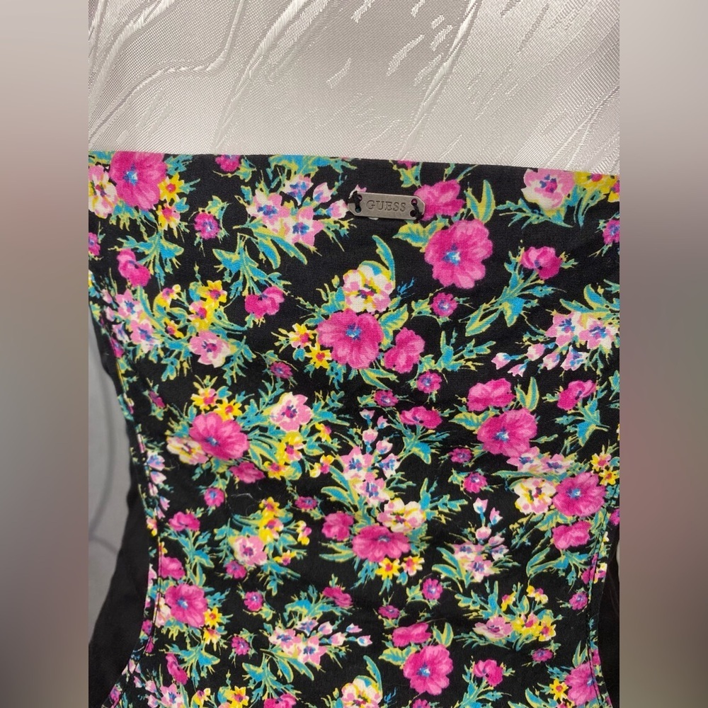 π· Guess π· Vintage Corset Style Floral Zipper Front Dress w/ Pockets - Picture 7 of 13